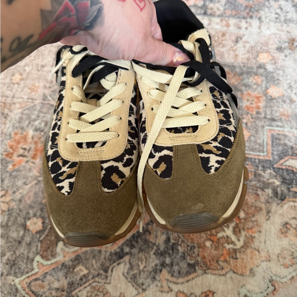 Marc Jacobs Olive Suede & Leopard Print Sneakers